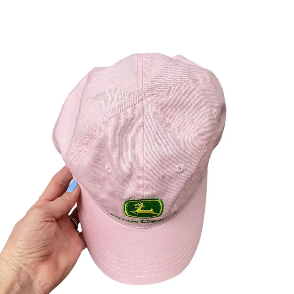 Pink John Deere Hat Green Emblem Ladies Yellow Deer Adjustable Strap Farm Girl